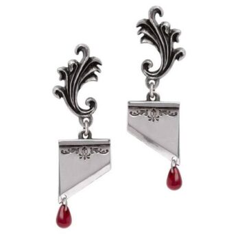 Marie Antoinette Guillotine Earrings with Red Swarovski Blood Drops by Alchemy