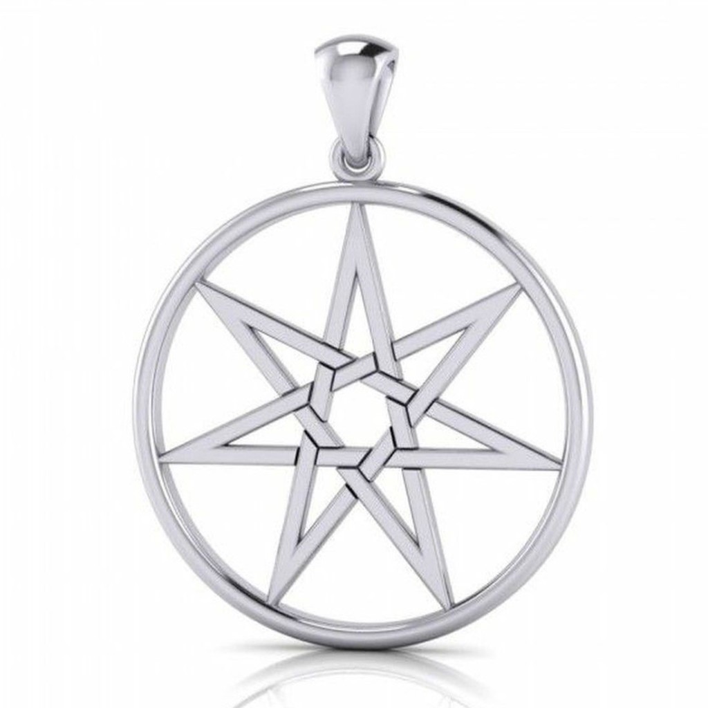 Elven Star Seven Pointed Septagram Sterling Silver Pendant by Peter Stone