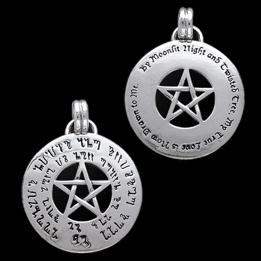 Double Sided Love Spell Pentacle Sterling Silver Talisman with Theban Script - Image 4