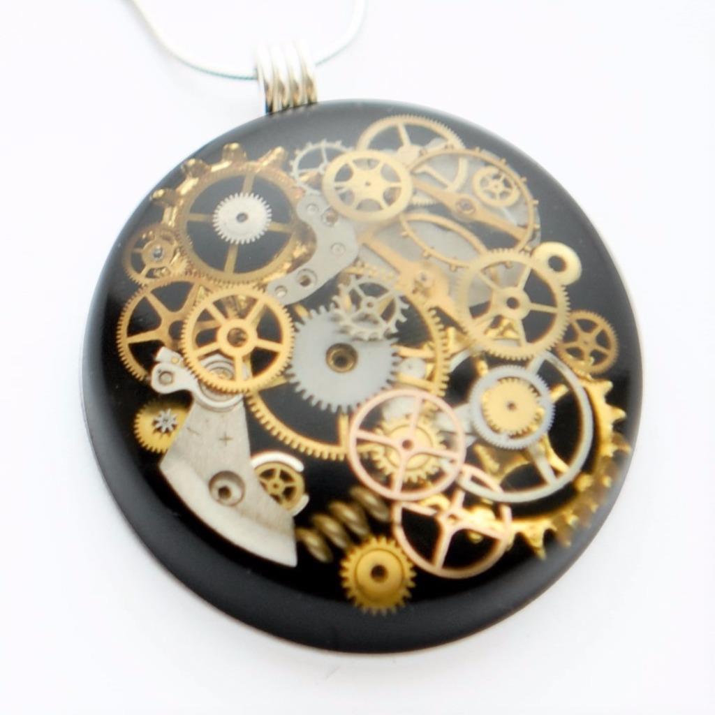 Resin steampunk charm necklace