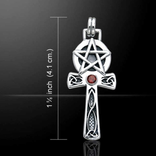 Pentagram Ankh .925 Sterling Silver Pendant by Peter Stone 