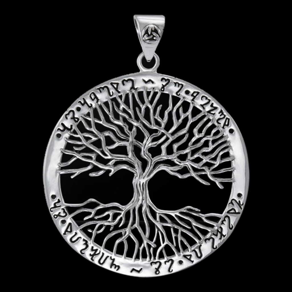 Tree of Life Sterling Silver Pendant with Theban Script by Peter Stone