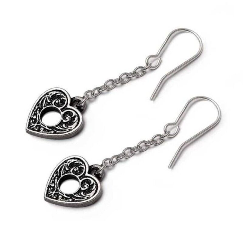 Planchette Earrings Ouija Spirit Board Gothic Heart Droppers By Alchemy - Image 2
