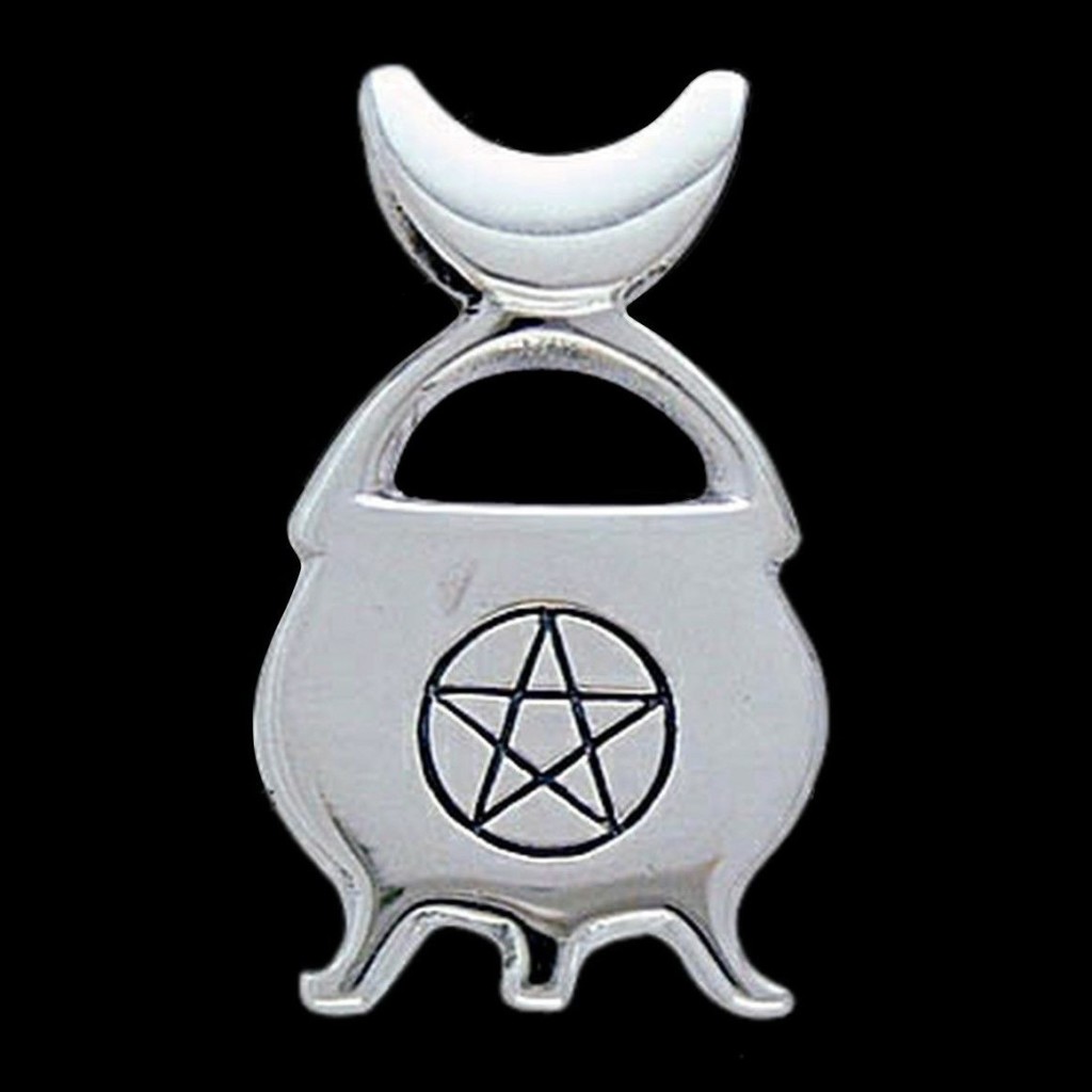 Witches Cauldron with Pentacle Sterling Silver Pendant by Peter Stone