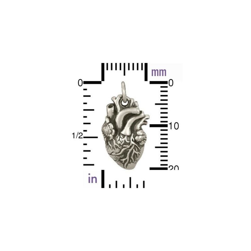 Sterling Silver Anatomical Heart Pendant Love Symbol - Image 6