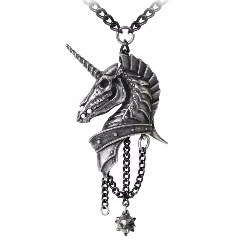 Geistalon Skeletal Unicorn Skull Pewter Pendant by Alchemy
