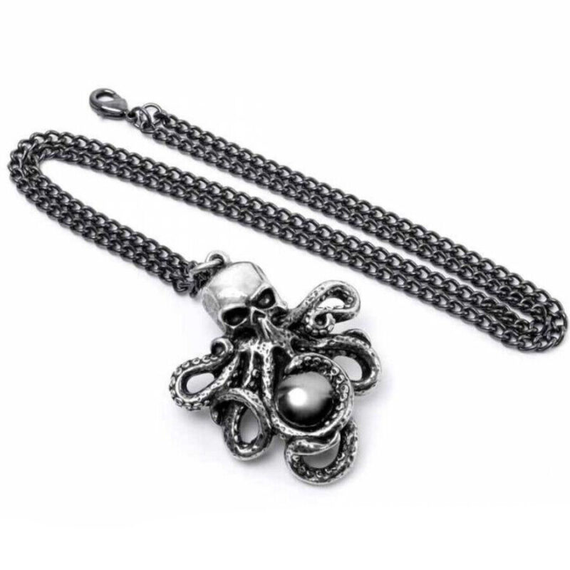 Mammon of the Deep Octopus Skull Pendant Gothic Plage Noir Necklace by Alchemy - Image 2