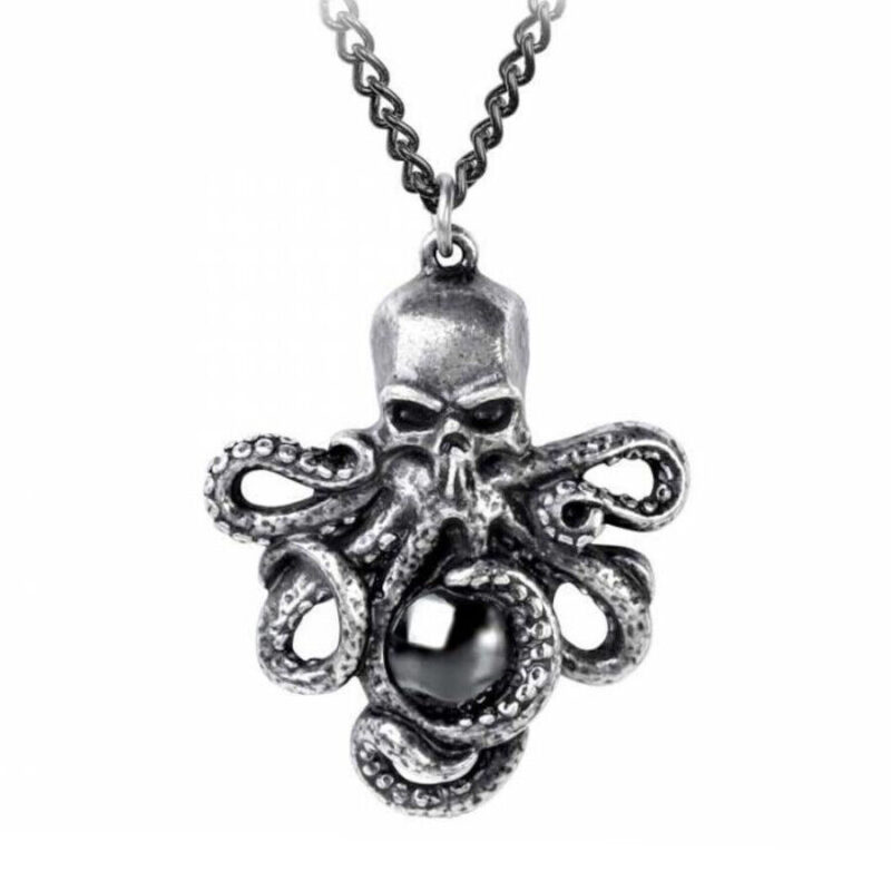Mammon of the Deep Octopus Skull Pendant Gothic Plage Noir Necklace by Alchemy
