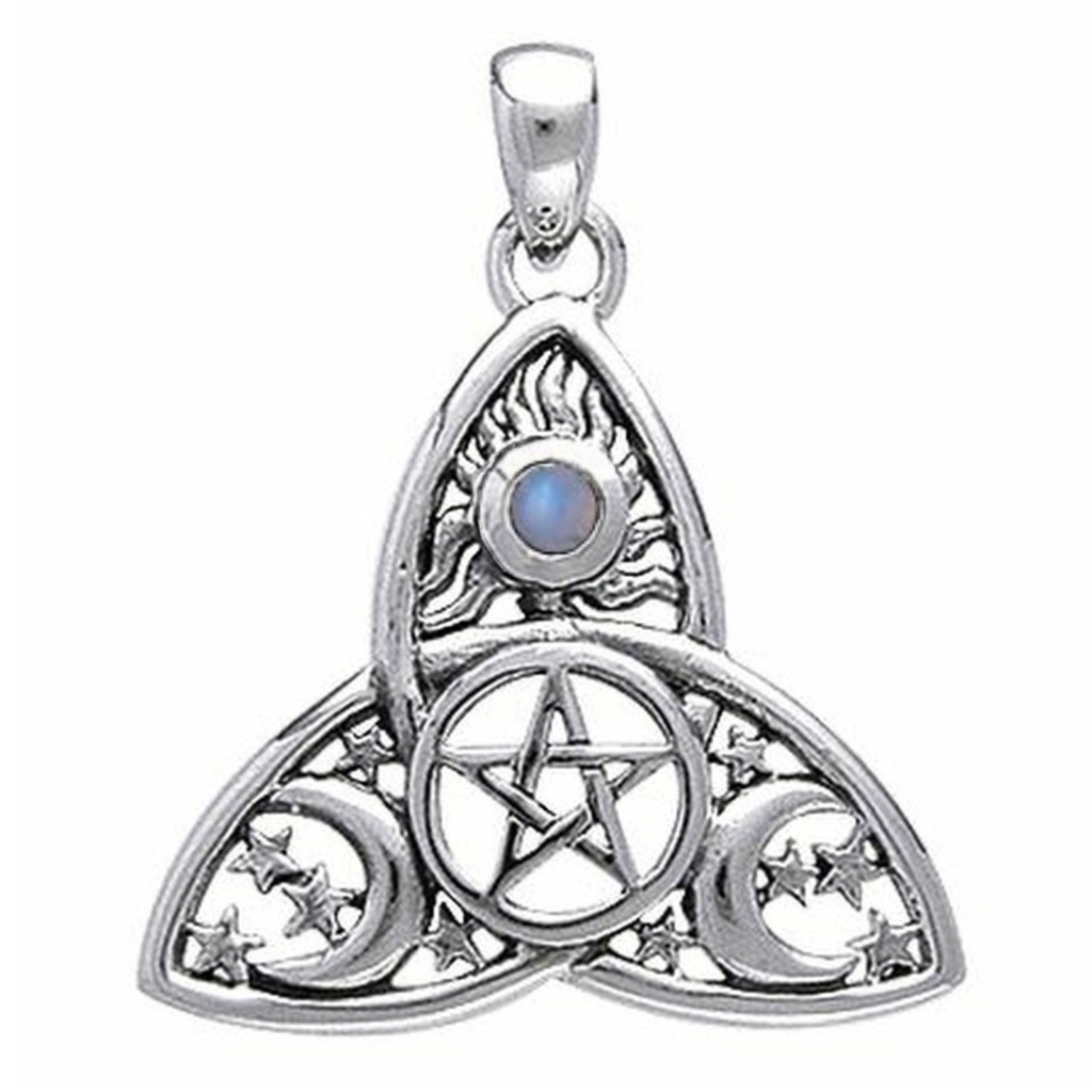 Magick Moon Triquetra Triple Goddess Sterling Silver Pendant by Peter Stone