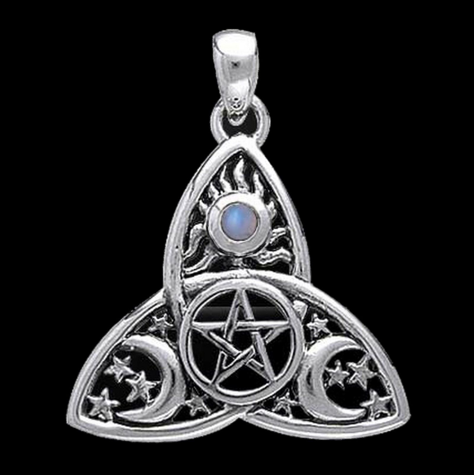Magick Moon Triquetra Triple Goddess Sterling Silver Pendant by 