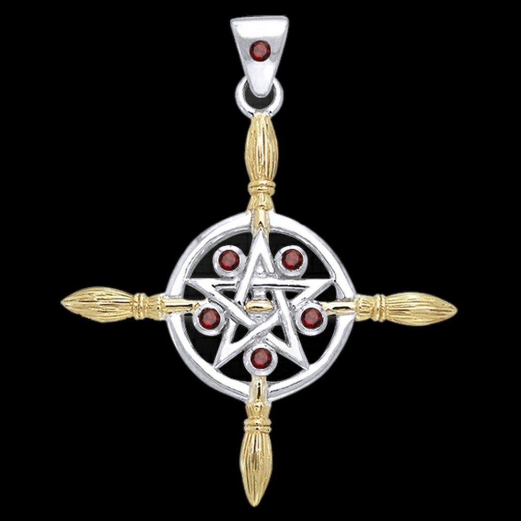 Broomstick Pentacle Pendant Sterling Silver, 14k Gold Vermeil by Peter Stone