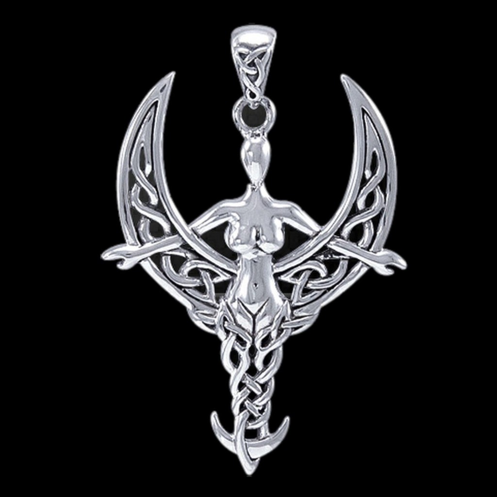 Celtic Knot Moon Goddess Sterling Silver Pendant by Peter Stone
