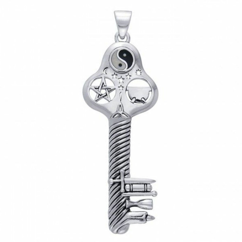 Key of Magick Sterling Silver Pendant with Pentagram and Cauldron by Peter Stone