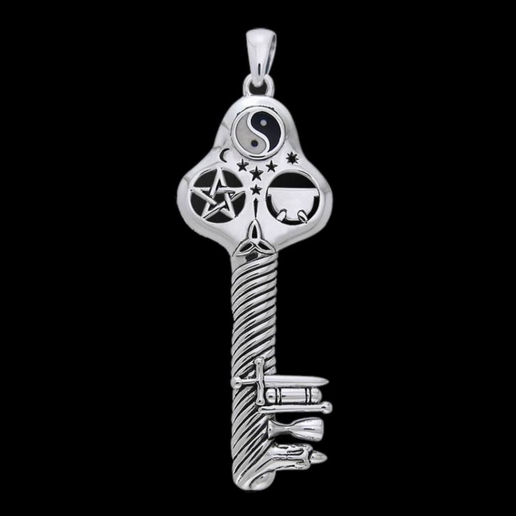 Key of Magick Sterling Silver Pendant with Pentagram and Cauldron by Peter Stone - Image 4