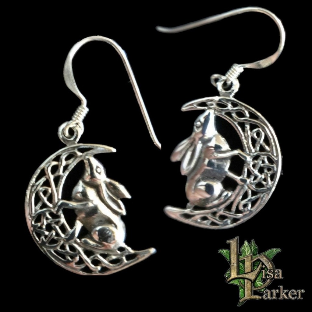 Hare Moon Pentagram Sterling Silver Earrings