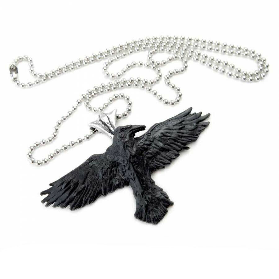 Black Raven Pendant by Alchemy Gothic Edgar Allan Poe Necklace