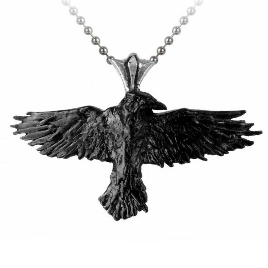 Black Raven Pendant by Alchemy Gothic Edgar Allan Poe Necklace