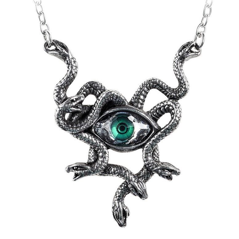 Wiens Land van staatsburgerschap voor de helft Gorgon's Eye Snake Necklace by Alchemy with Green Swarovski Eyes – Doktress  Melange