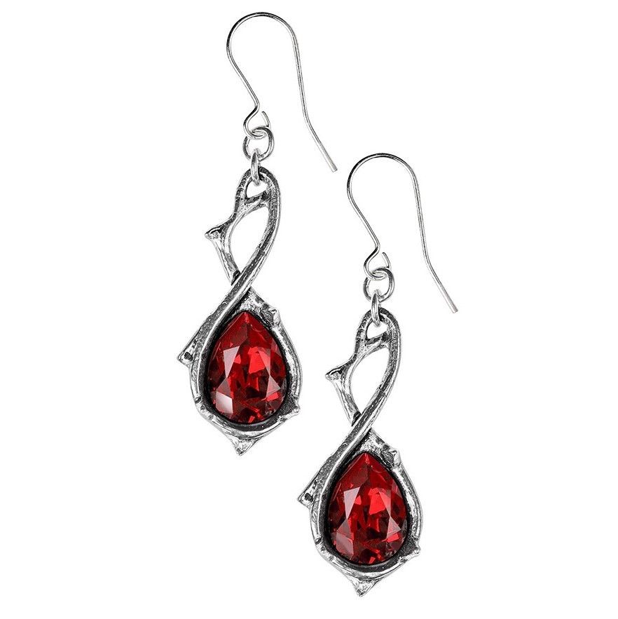 Passionette Blood Red Rose Thorn Earrings with Swarovski by Alchemy ...