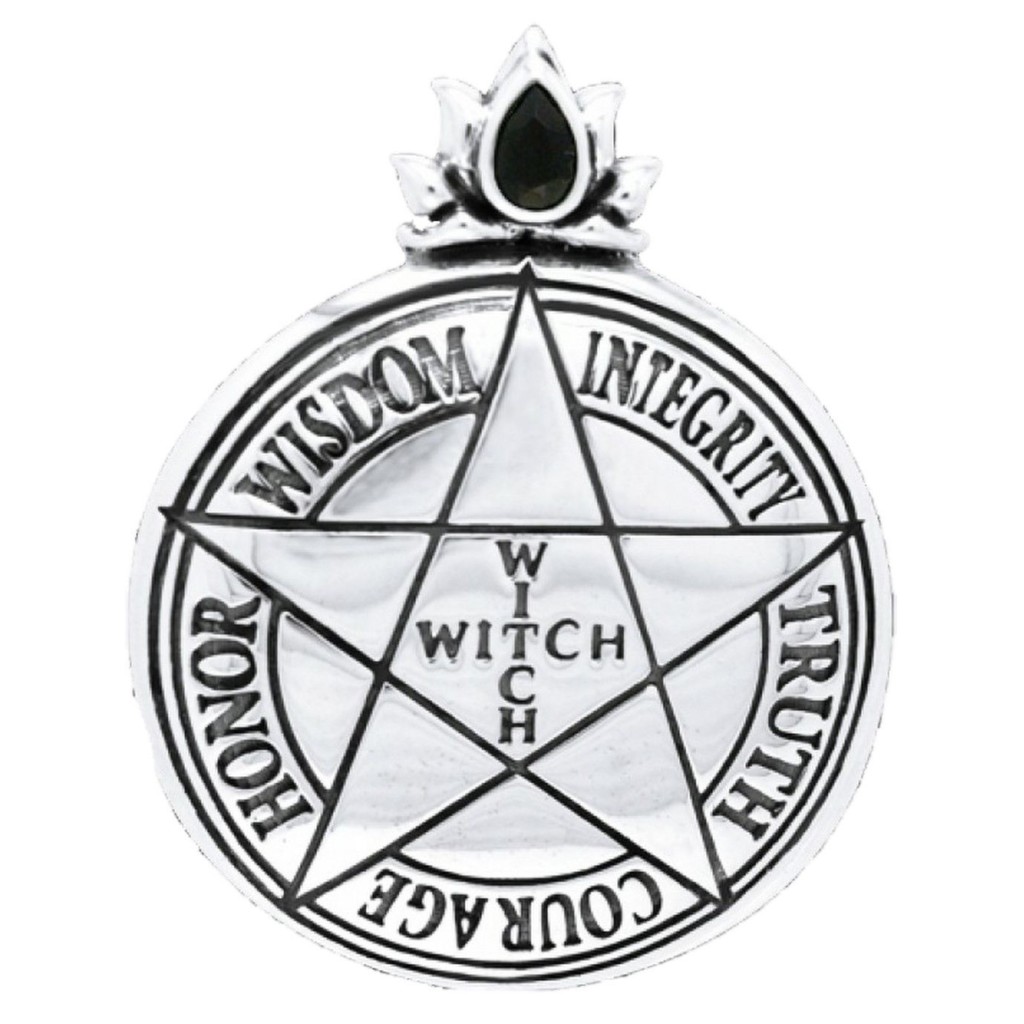 Witch Pentacle Sterling Silver and Black Spinel Pendant by Peter Stone - Image 3