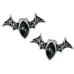 Viennese Nights Bat Stud Earrings with Black Crystals by Alchemy
