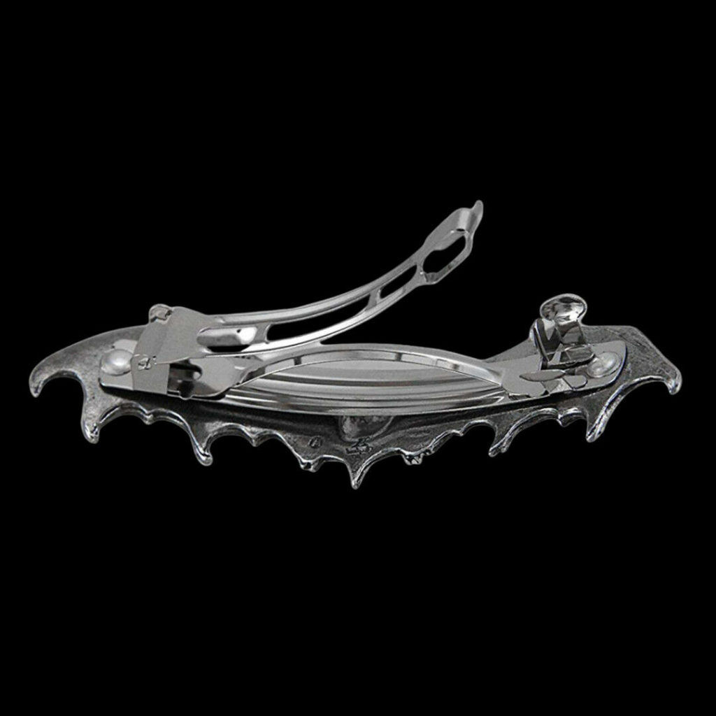 Alchemy Darkling Bat Gothic Hair Slide Pewter with Steel Clip - Image 3