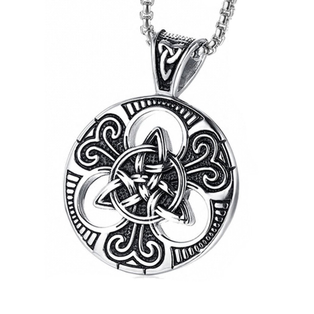 Celtic Trinity Love Knot Double Sided Stainless Steel Triquetra Pendant