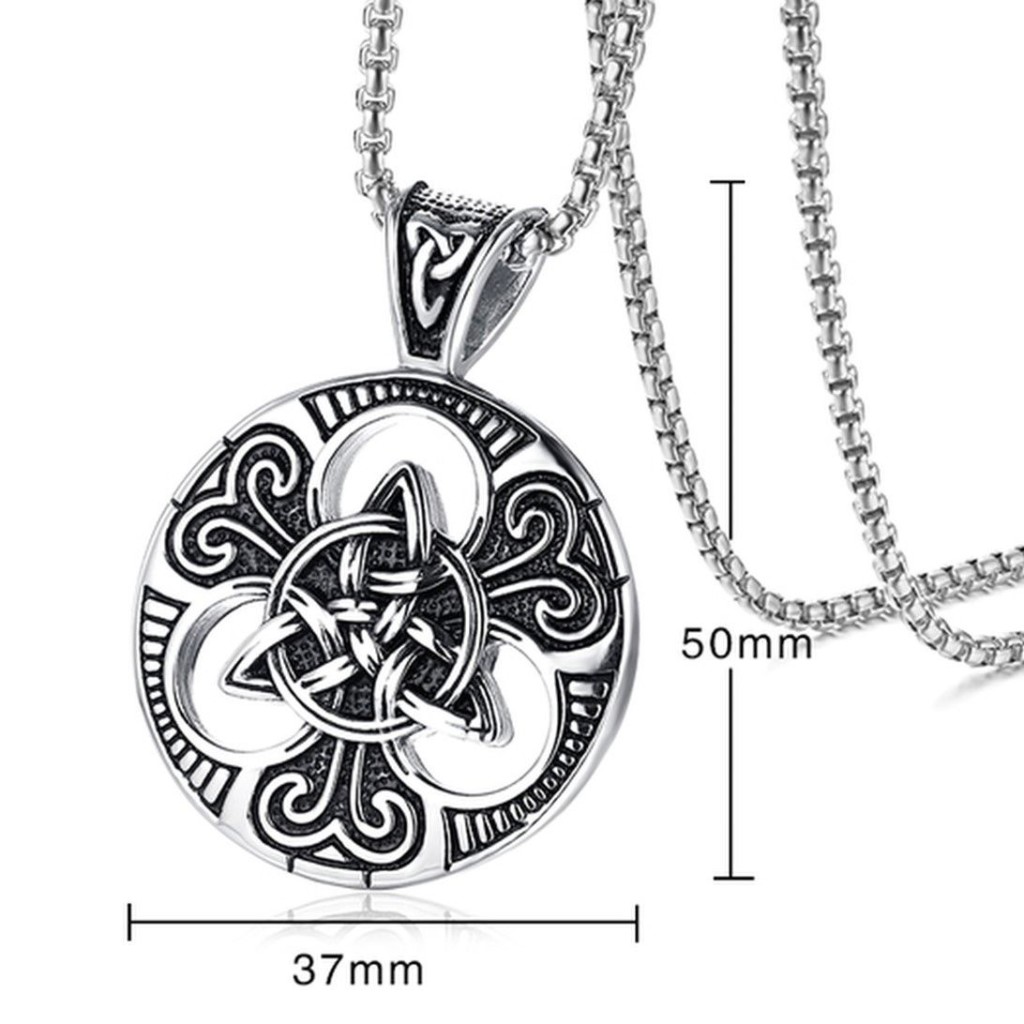 Celtic Trinity Love Knot Double Sided Stainless Steel Triquetra Pendant - Image 4