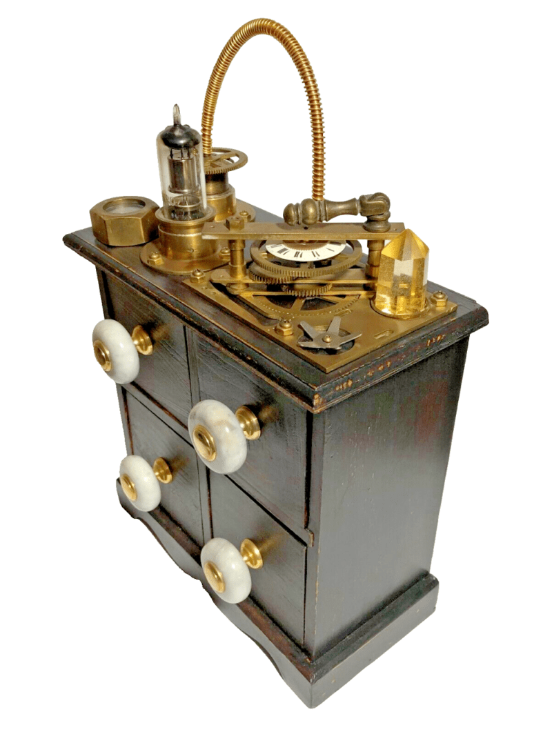 Handmade Steampunk Wooden Mini Drawers With Solid Brass Moving Parts - Image 6