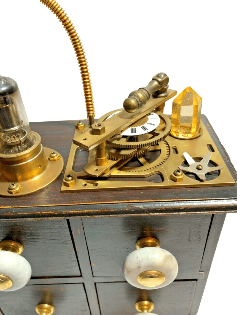 Handmade Steampunk Wooden Mini Drawers With Solid Brass Moving Parts - Image 2