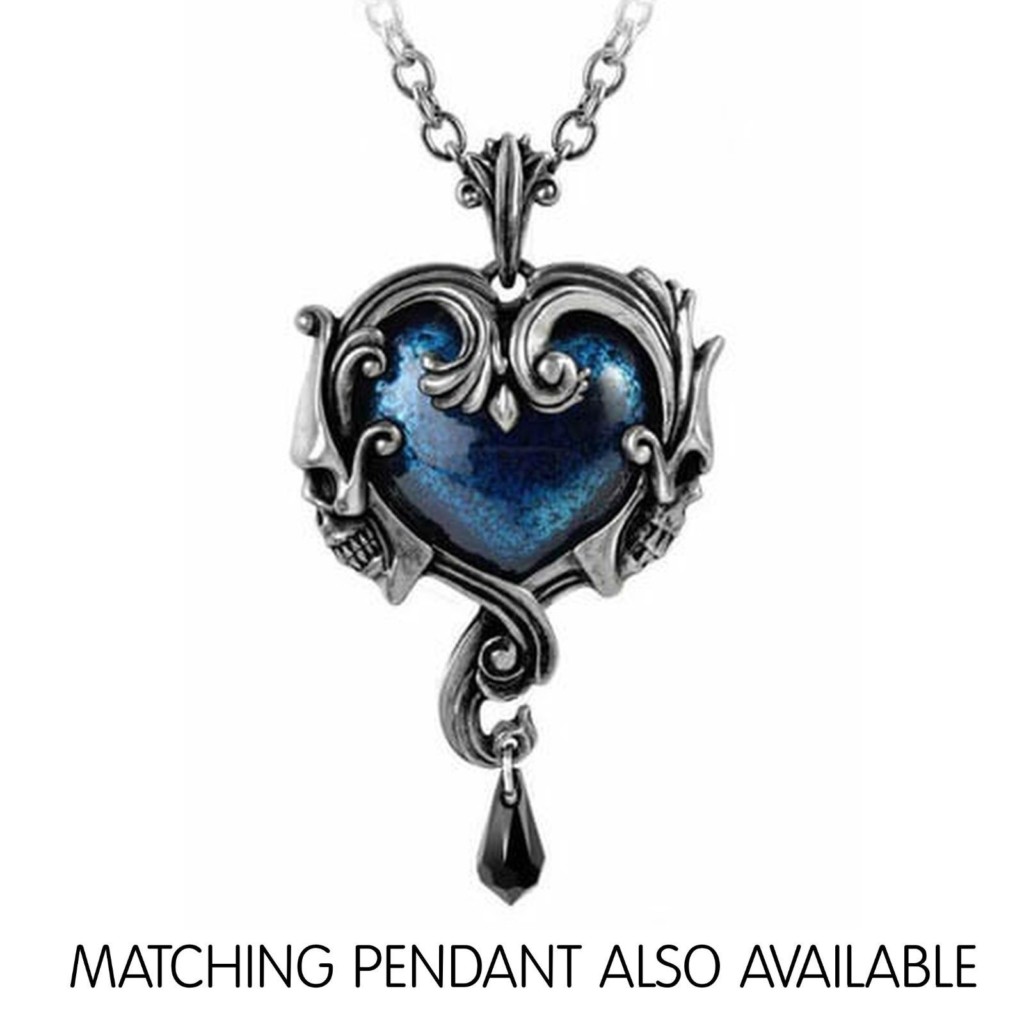 Affaire Du Coeur Earrings by Alchemy Blue Enamel and Austrian Crystal - Image 3