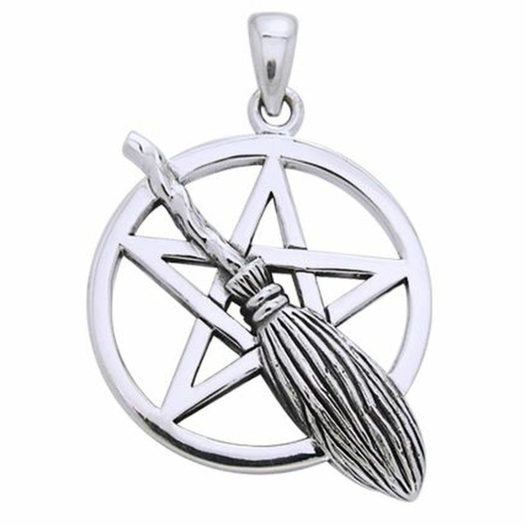 Witch's Broomstick and Pentacle Sterling Silver Pendant by Peter Stone - Image 3