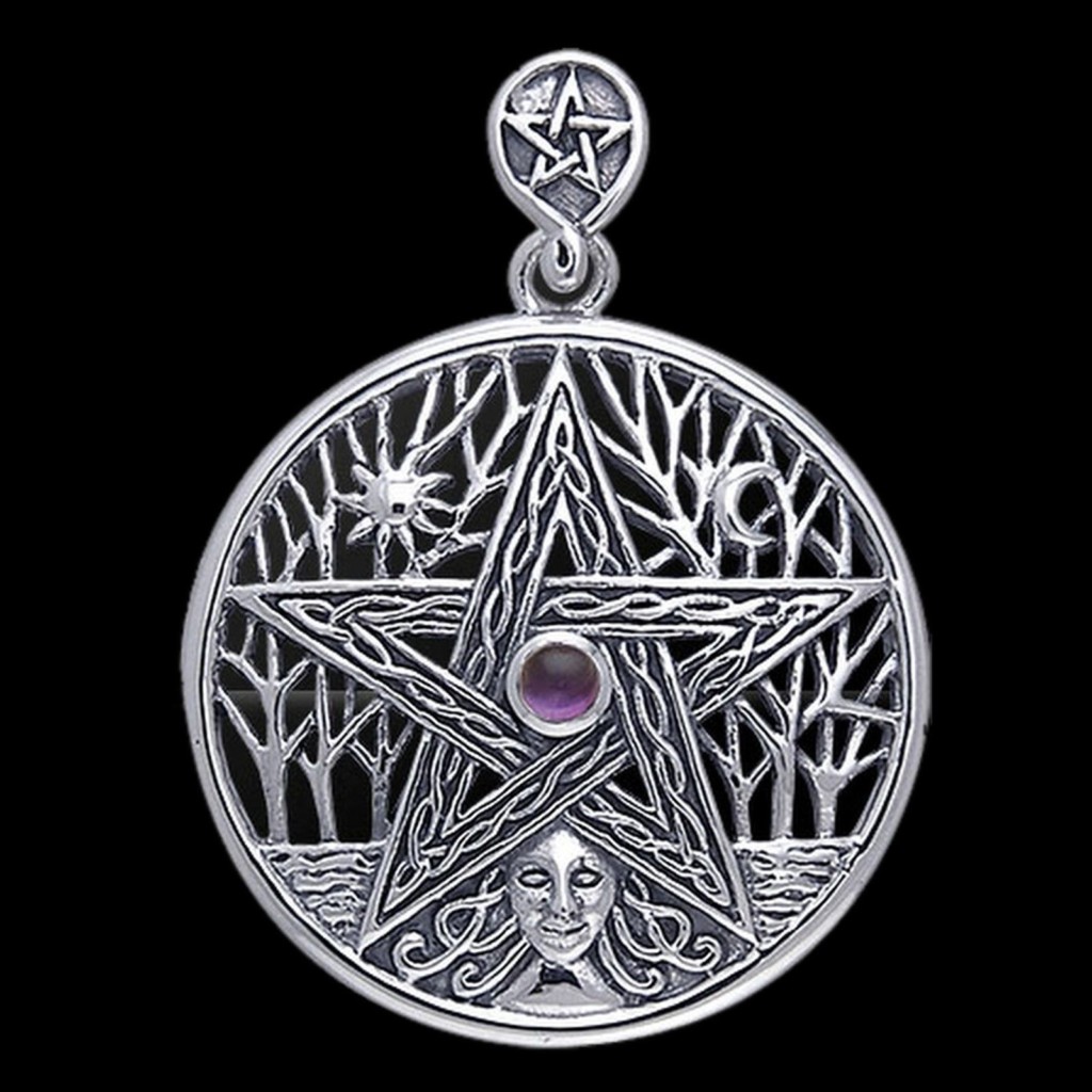 Tree of Life Pentacle and Goddess Sterling Silver Pendant by Peter Stone - Image 3